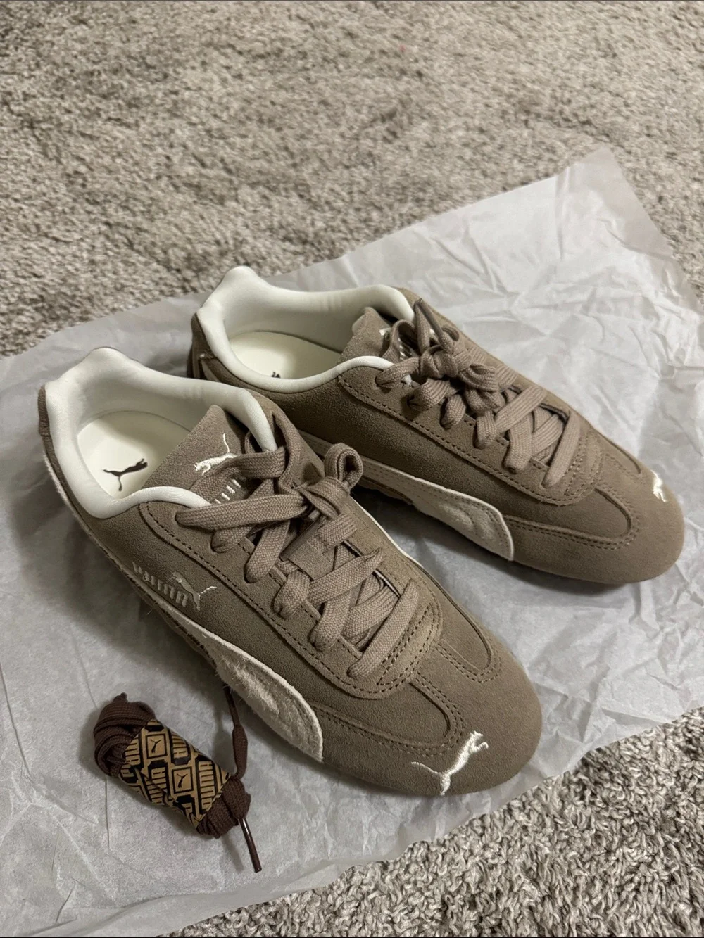 Puma Suede Sneakers in Taupe, Cream & Brown